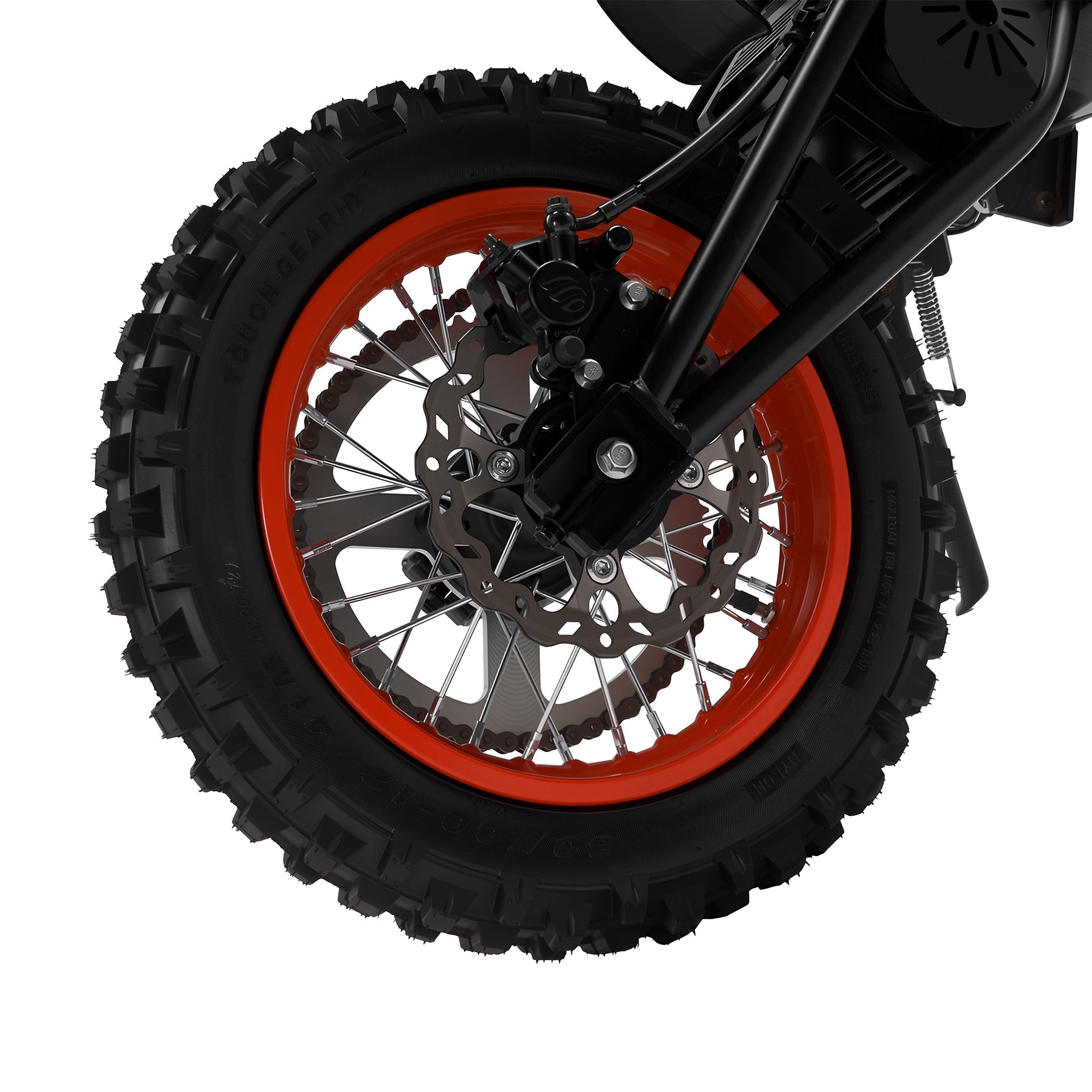 Electric Dirt Bike Rogue MX-01 | Hydraulic Disc Brake with Motorcycle-Grade Rear Wheel Detail