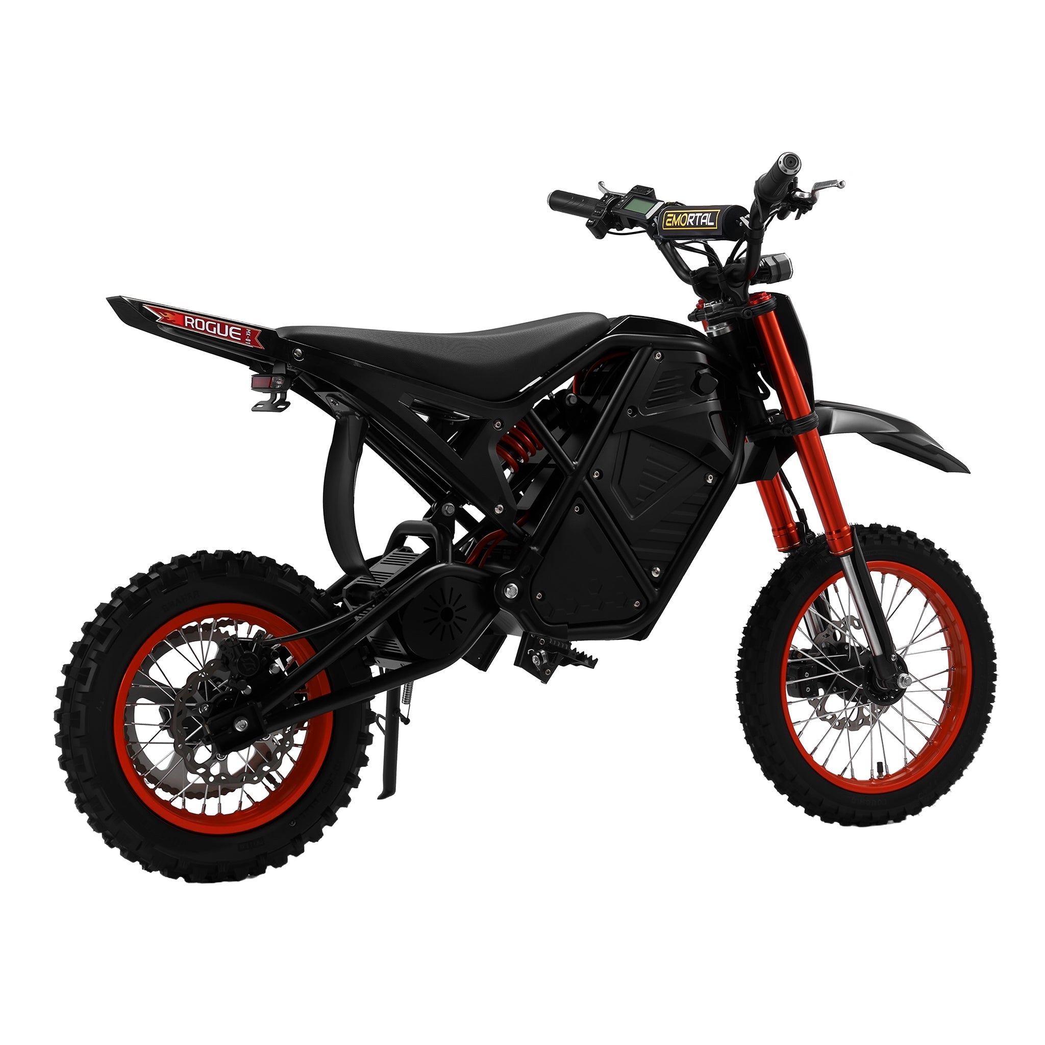 3000W Electric Dirt Bike Rogue MX-01 | Rear Side View with Hydraulic Brakes and Puncture-resist Motorcycle-grade Tires