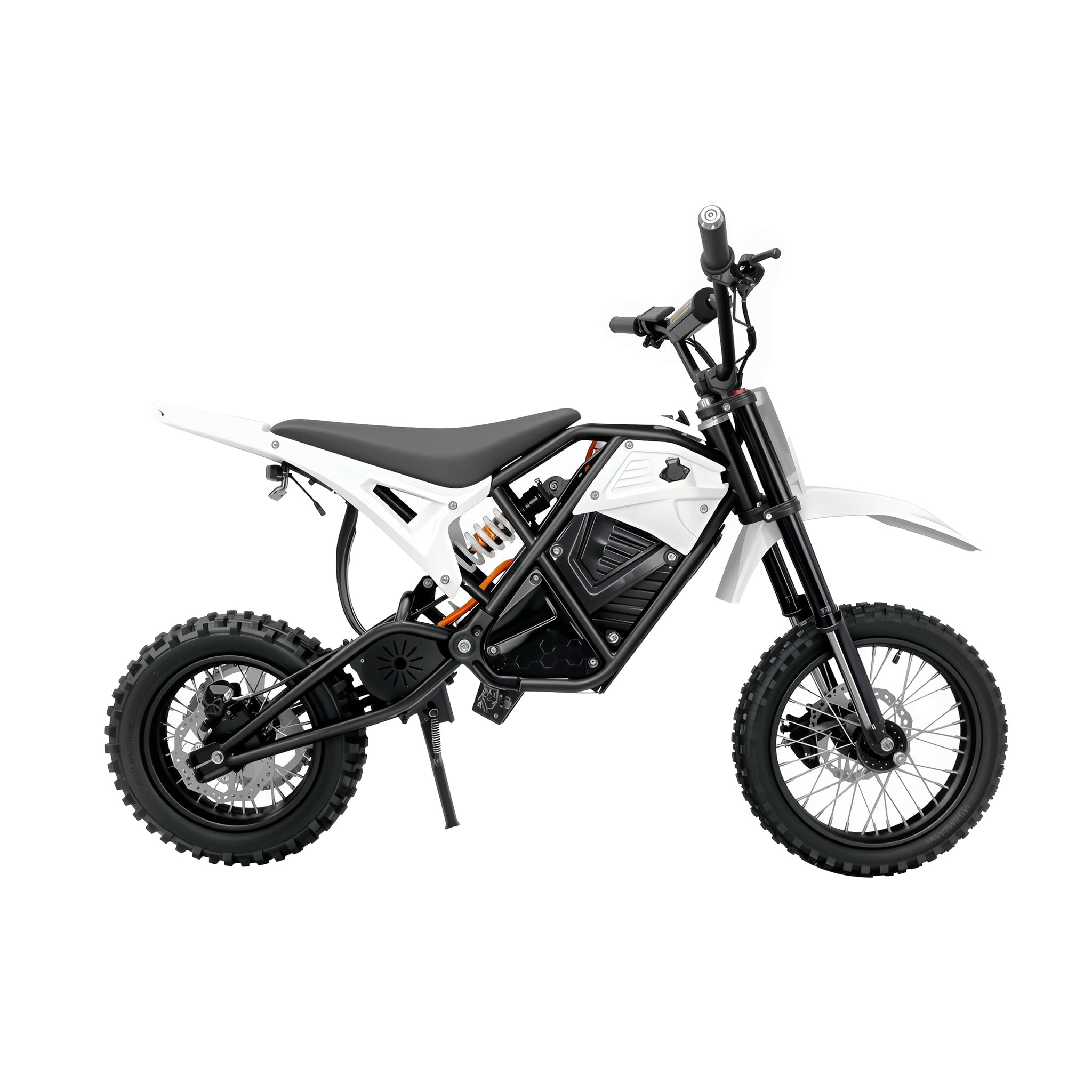 3000W Electric Dirt Bike Rogue MX-01 | Right Side View with 23Ah Aerospace-grade Battery Cells and Full Hydraulic Suspension
