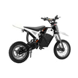 3000W Electric Dirt Bike Rogue MX-01 White | Rear Side View with Hydraulic Brakes and Puncture-resist Motorcycle-grade Tires