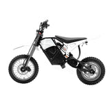 3000W Electric Dirt Bike Rogue MX-01 White | Left Profile of Off-Road E-Bike with 3000W Mid-Drive Motor