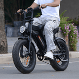 Rider on EMORTAL V20 Pro fat tire electric bike | 750W e-bike with front suspension for city commuting